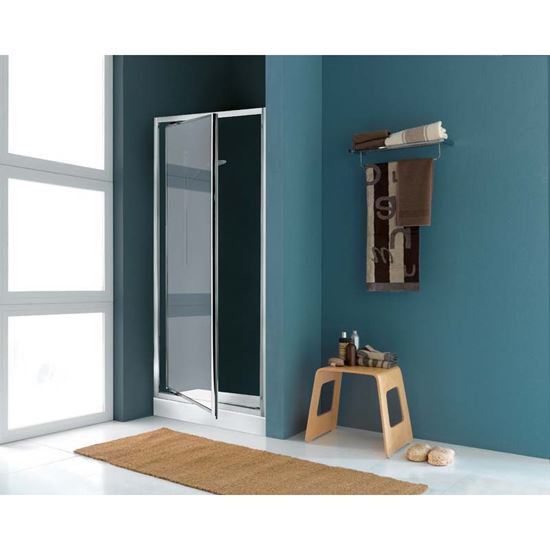 Immagine di PORTA DOCCIA LEVANTE, BATTENTE, PROFILO CROMO, CRISTALLO TRASPARENTE 3 MM, 69/73 CM