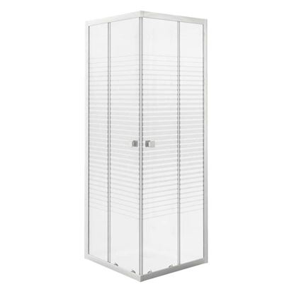 Immagine di BOX DOCCIA GALA, PROFILO ALLUMINIO BIANCO, CRISTALLO TEMPERATO 4 MM, CON SERIGRAFIA, 80X80XH185 CM