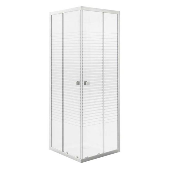 Immagine di BOX DOCCIA GALA, PROFILO ALLUMINIO BIANCO, CRISTALLO TEMPERATO 4 MM, CON SERIGRAFIA, 90X70XH185 CM