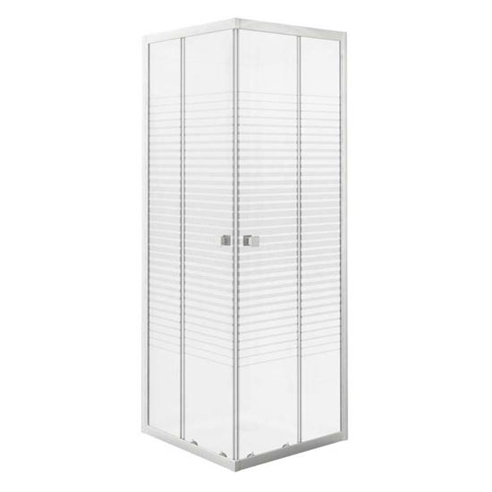 Immagine di BOX DOCCIA, GALA, PROFILO ALLUMINIO BIANCO, CRISTALLO TEMPERATO 4 MM, CON SERIGRAFIA, 100X70XH185 CM