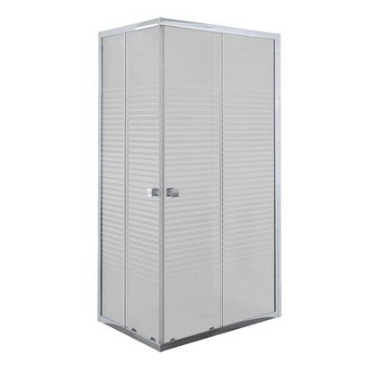 Immagine di BOX DOCCIA UMBRA, PROFILO ALLUMINIO CROMO, CRISTALLO TEMPERATO 5 MM, CON SERIGRAFIA, 90X70XH190 CM