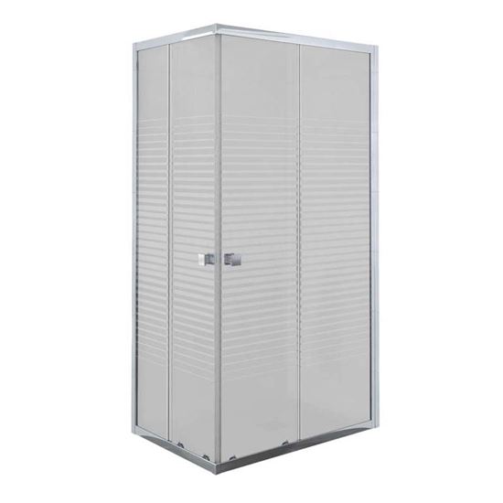 Immagine di BOX DOCCIA UMBRA, PROFILO ALLUMINIO CROMO, CRISTALLO TEMPERATO 5 MM, CON SERIGRAFIA, 100X70XH190 CM