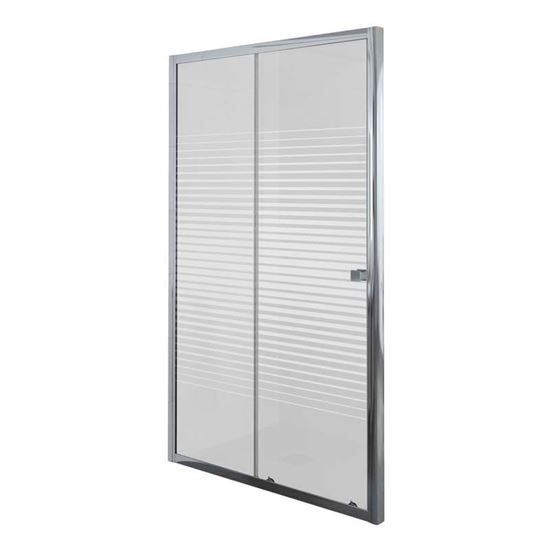 Immagine di PORTA DOCCIA UMBRA, SCORREVOLE, PROFILO ALLUMINIO CROMATO, CRISTALLO TEMPERATO 5 MM, CON SERIGRAFIA, 100XH190 CM
