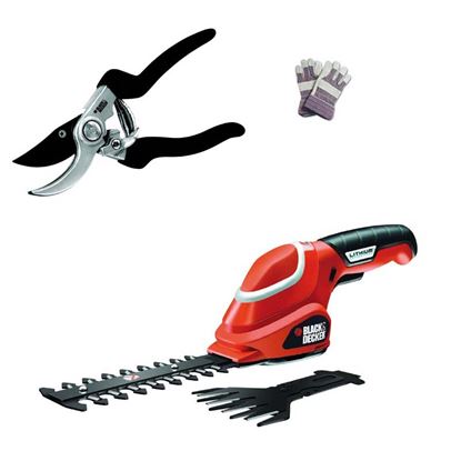 Immagine di TOSAERBA E SFOLTIRAMI BLACK & DECKER, GSL700, A BATTERIA LITIO 7 V-1,2 AH, LAMA SFOLTIRAMI 15 CM, LAMA ERBA 10 CM