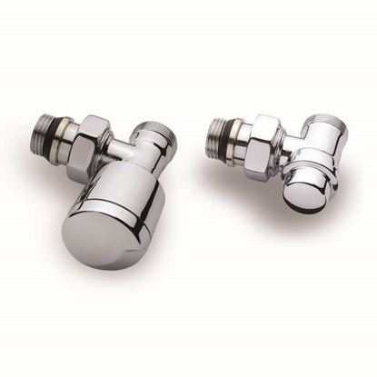 Immagine di KIT TERMOARREDO, IVR, VALVOLA DETENTORE, SQUADRO, RAME/MULTISTRATO, CROMO, 1/2"X24/19 MM