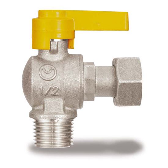 Immagine di RUBINETTO GAS, IVR, SQUADRO, CON DADO GIREVOLE, MF 1/2"X1/2"