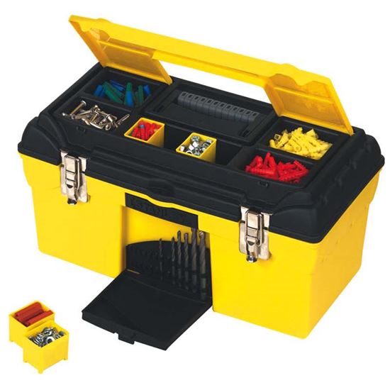 Immagine di CASSETTA CONDOR STANLEY, PORTAUTENSILI 19", ORGANIZER SUL COPERCHIO, VASHETTA ESTRAIBILE, 47,9X24,4XH26,4 CM