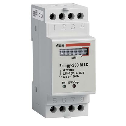 Immagine di CONTATORE DI ENERGIA, MECCANICO, 2 MODULI DIN, ALIMENTAZIONE 230 V