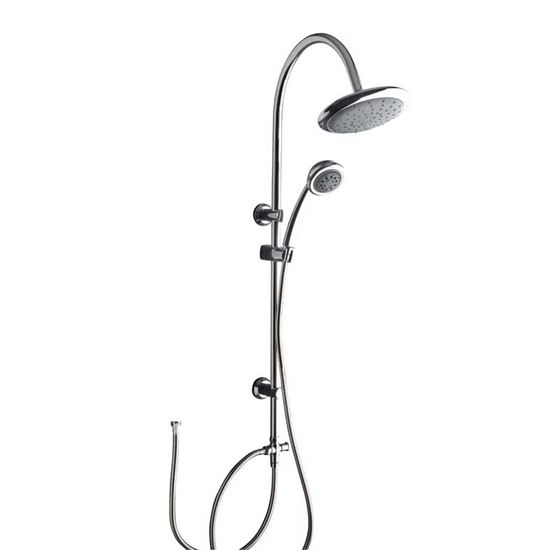 Immagine di COLONNA DOCCIA FISSA, SOFFIONE ABS Ø 20 CM CON UGELLI ANTICALCARE, FLESSIBILE 150 CM, DOCCIA 5 FUNZIONI