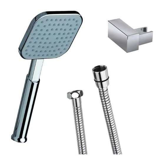 Immagine di DOCCIA QUADRO, IN ABS, FLESSIBILE 150 CM, INOX CROMATO DOPPIA AGGRAFFATURA, SUPPORTO DOCCIA SNODATO