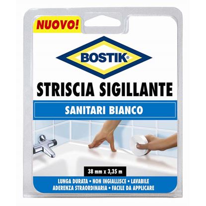 Immagine di STRISCIA SIGILLANTE BOSTIK, X BAGNI E CUCINE, IDEALE X VASCHE IDROMASSAGGIO E SUPERFICI IN METACRILATO, MM 38X3,35 MT