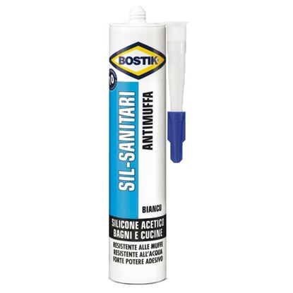 Immagine di SILICONE BOSTIK SIL-SANITARI, ANTIMUFFA, PER SIGILLATURE IN AMBIENTI BAGNO E CUCINA, 280 ML, TRASPARENTE