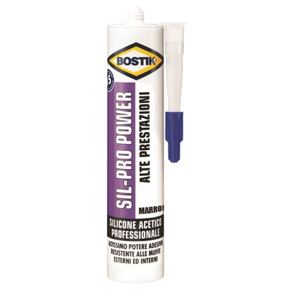 Immagine di SILICONE BOSTIK SIL-PRO POWER, RESIST.PROD.CHIMICI, ACIDI E BASI DILUITE, DETERGENTI, 300 ML, COLORE MARRONE RAL 8017