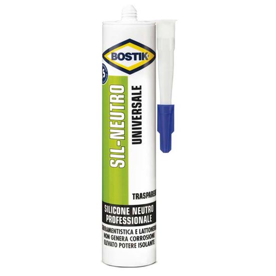 Immagine di SILICONE BOSTIK SIL-NEUTRO, PER SIGILLATURE ELASTICHE, DURATURE E RESISTENTI ALLE MUFFE, 300 ML, TRASPARENTE