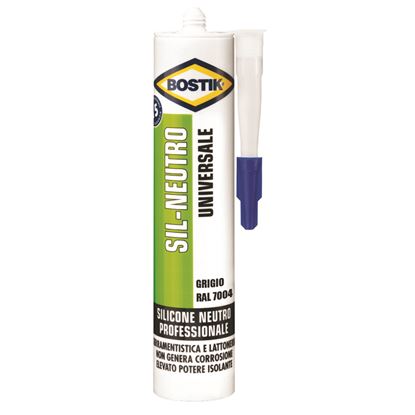 Immagine di SILICONE BOSTIK SIL-NEUTRO, PER SIGILLATURE ELASTICHE, DURATURE E RESISTENTI ALLE MUFFE, 300 ML, COLORE GRIGIO RAL 7004