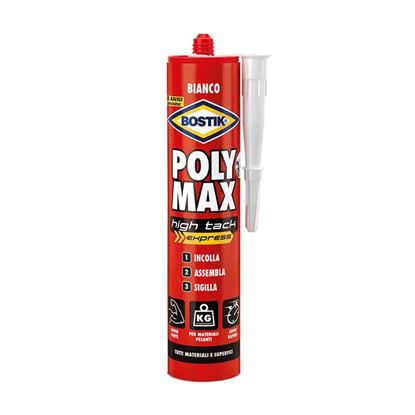 Immagine di ADESIVO BOSTIK POLY MAX, INCOLLA, ASSEMBLA E SIGILLA, RESISTENTE ANCHE AD ACQUA MARINA, COLORE BIANCO, 435 GR