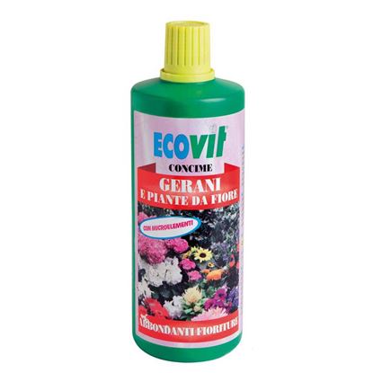 Immagine di CONCIME ECOVIT, LIQUIDO, GERANI E PIANTE DA FIORE, FAVORISCE E STIMOLA LA FIORITURA, 1 KG