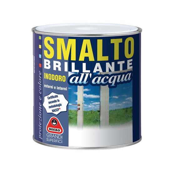 Immagine di SMALTO BRILLANTE ALL'ACQUA BOERO, 0,75 LT, COLORE GRIGIO FUMO