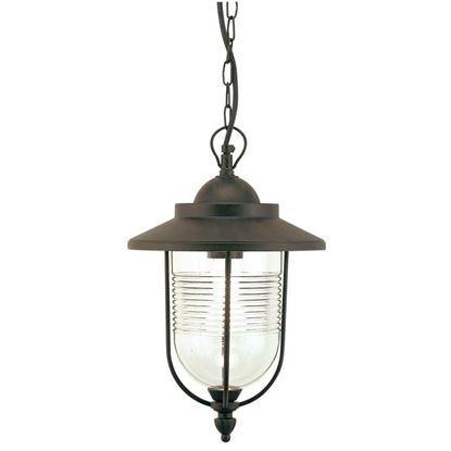 Immagine di SOSPENSIONE TONDA PORTO, DIFFUSORE IN TERMOPLASTICO TRASPARENTE, IP43, E27-100 W, COLORE RUGGINE