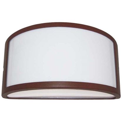 Immagine di APPLIQUE APERTA UMBE, VERSIONE MEZZA LUNA, DIFFUSORE IN POLICARBONATO OPALINO, IP44, E27-60 W, COLORE CORTEN