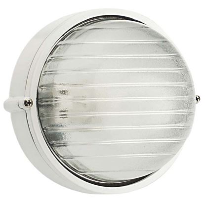 Immagine di PLAFONIERA TONDA, STRUTTURA IN ALLUMINIO PRESSOFUSO, DIFFUSORE IN VETRO STAMPATO, IP54, E27-60 W, Ø 18 CM, COLORE BIANCO