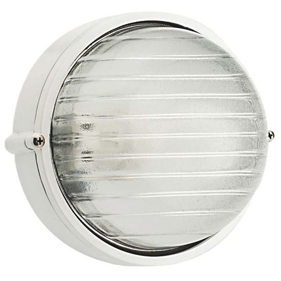 Immagine di PLAFONIERA TONDA, STRUTTURA IN ALLUMINIO PRESSOFUSO, DIFFUSORE IN VETRO STAMPATO, IP54, E27-60 W, Ø 18 CM, COLORE BIANCO