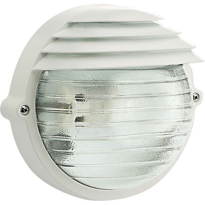 Immagine di PLAFONIERA TONDA PALPEBRA, DIFFUSORE IN VETRO STAMPATO, IP54, E27-60 W, Ø 18,4 CM, COLORE BIANCO