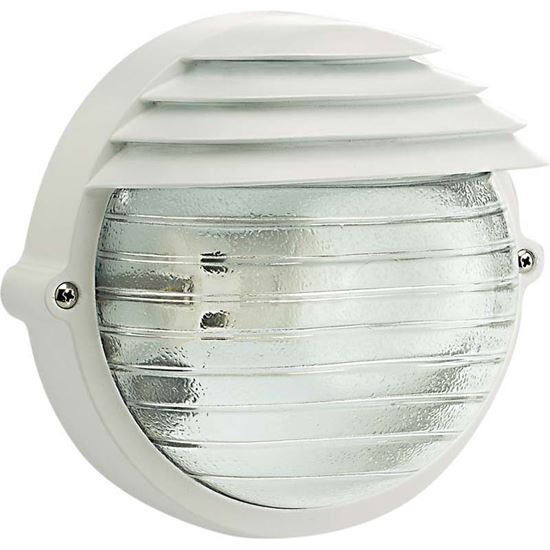 Immagine di PLAFONIERA TONDA PALPEBRA, DIFFUSORE IN VETRO STAMPATO, IP54, E27-60 W, Ø 18,4 CM, COLORE BIANCO