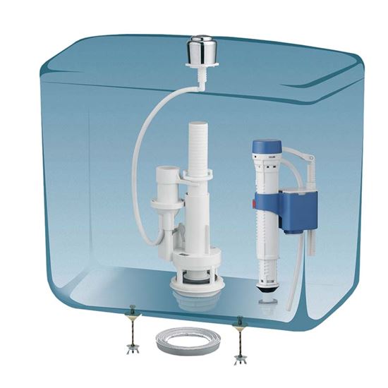 Immagine di MECCANISMO PNEUMATICO, GALLEGGIANTE ATTACCO BASSO, PER CASSETTE WC IN CERAMICA