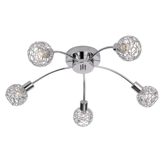 Immagine di PLAFONIERA 5 LUCI, HOSTA, LAMPADE INCLUSE, Ø 56 CM, FINITURA CROMO, G9-5X28 W