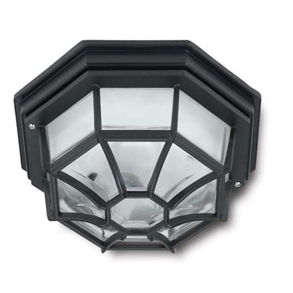 Immagine di APPLIQUE LANTERNA A 8 FACCE, IN ALLUMINIO, E27-100 W, 26,6X26,6X12,8 CM, COLORE NERO