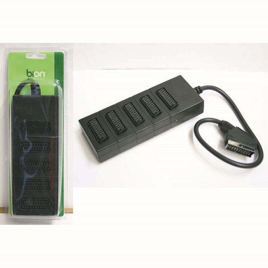 Immagine di MULTIPRESA CON 5 PRESE SCART A 21 POLI, SPINA SCART, CAVO 50 CM, COLORE NERO