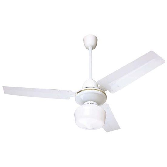 Immagine di VENTILATORE DA SOFFITTO, 3 PALE METALLICHE DA CM 90, LUCE, 3 VELOCITÀ, COMANDO A MURO, COLORE BIANCO