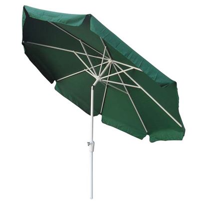 Immagine di OMBRELLONE ALLUMINIO Ø 3 MT, C/MANOVELLA, PALO 38 MM, 8 STECCHE, 18X12 MM, COPERTURA POLIEST., C/FLAP, COL.VERDE/BIANCO