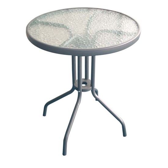 Immagine di TAVOLO IN ACCIAIO E VETRO, DIAM. CM 60XH.70, TUBO MM 24X0,8, COLORE GRIGIO ARGENTATO