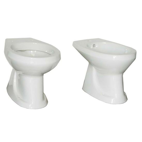 Immagine di VASO E BIDET LINEA LOLA, SCARICO PAVIMENTO, COLORE BIANCO
