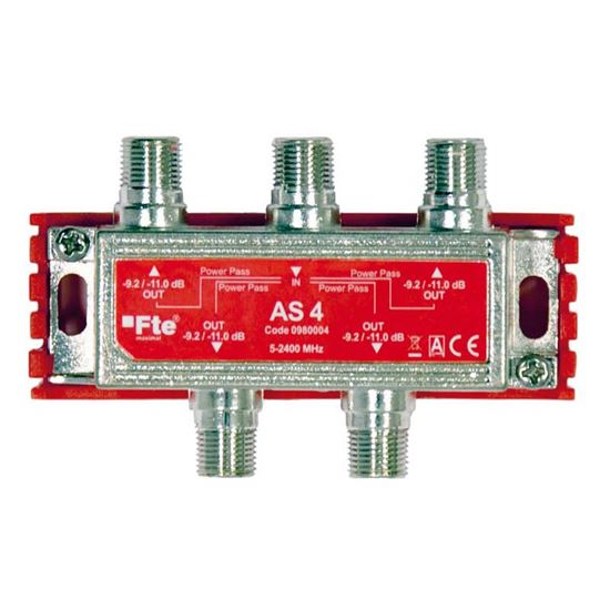 Immagine di DIVISORE TV-SAT, CON PASSAGGIO CC, CLASSE A, 4 VIE