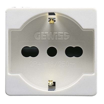 Immagine di PRESA GEWISS, SYSTEM, BIPASSO, SCHUKO, 2P+T, 10/16A, COLORE BIANCO