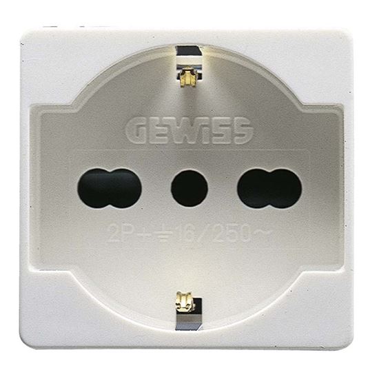 Immagine di PRESA GEWISS, SYSTEM, BIPASSO, SCHUKO, 2P+T, 10/16A, COLORE BIANCO