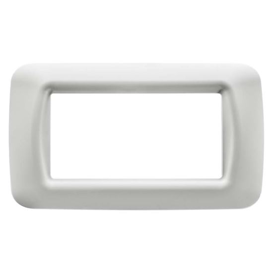 Immagine di PLACCA TOP GEWISS, SYSTEM, FINITURA LUCIDA, 4 MODULI, COLORE BIANCO NUVOLA