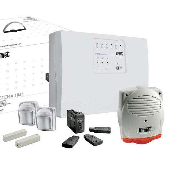 Immagine di KIT ANTINTRUSIONE CON CENTRALE EASY URMET, KIT CHIAVI CON ADATTATORI PER SERIE CIVILI, 2 SENSORI INFRAROSSI, 1 CONTATTO MAGNETICO, 1 SIRENA ESTERNA AUTOALIMENTATA