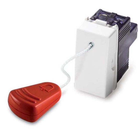 Immagine di PULSANTE A TIRANTE MIX, 1P NA-16 A, COMPLETO DI CORDA 2,25 MT, COLORE BIANCO