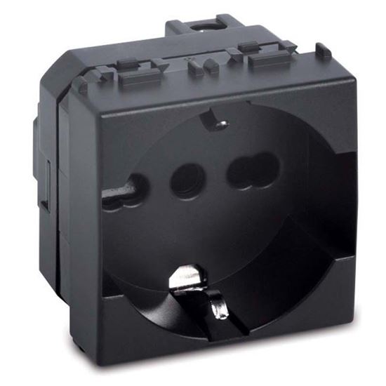 Immagine di PRESA SCHUKO MODO, BIPASSO 10/16 A-2P+T ORIZZONTALE, COLORE GRIGIO