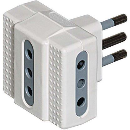 Immagine di ADATTATORE TRIS 3 PRESE 10 A, SPINA 10 A, COLORE BIANCO