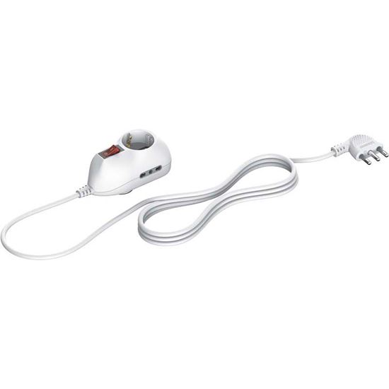 Immagine di MULTIPRESA SLOT 3, 2 PRESE 2P+T BIPASSO 10/16 A, 1 PRESA TEDESCA, INTERRUTTORE, CAVO, COLORE GRIGIO