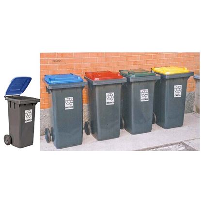 Immagine di BIDONE RACCOLTA DIFFERENZIATA, COLORE GRIGIO/BLU, 120 LT
