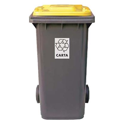 Immagine di BIDONE RACCOLTA DIFFERENZIATA, COLORE GRIGIO/GIALLO, 120 LT