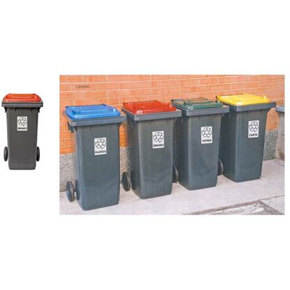 Immagine di BIDONE RACCOLTA DIFFERENZIATA, COLORE GRIGIO/ROSSO, 120 LT