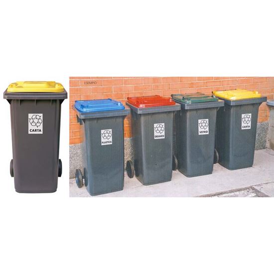 Immagine di BIDONE RACCOLTA DIFFERENZIATA, COLORE GRIGIO/GIALLO, 240 LT
