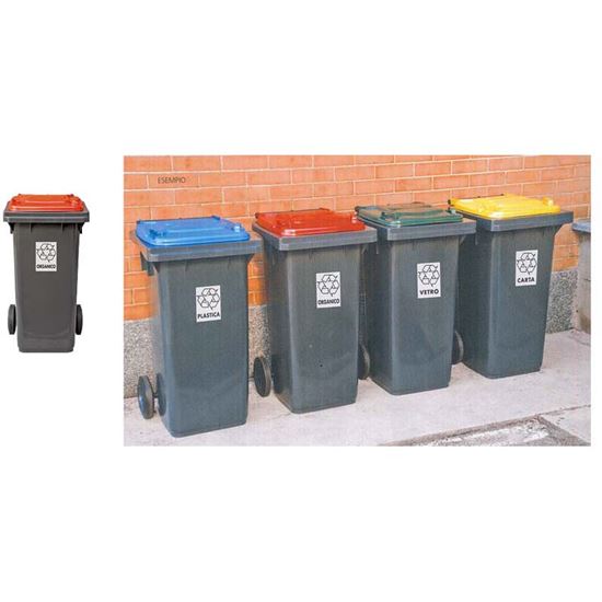 Immagine di BIDONE RACCOLTA DIFFERENZIATA, COLORE GRIGIO/ROSSO, 240 LT